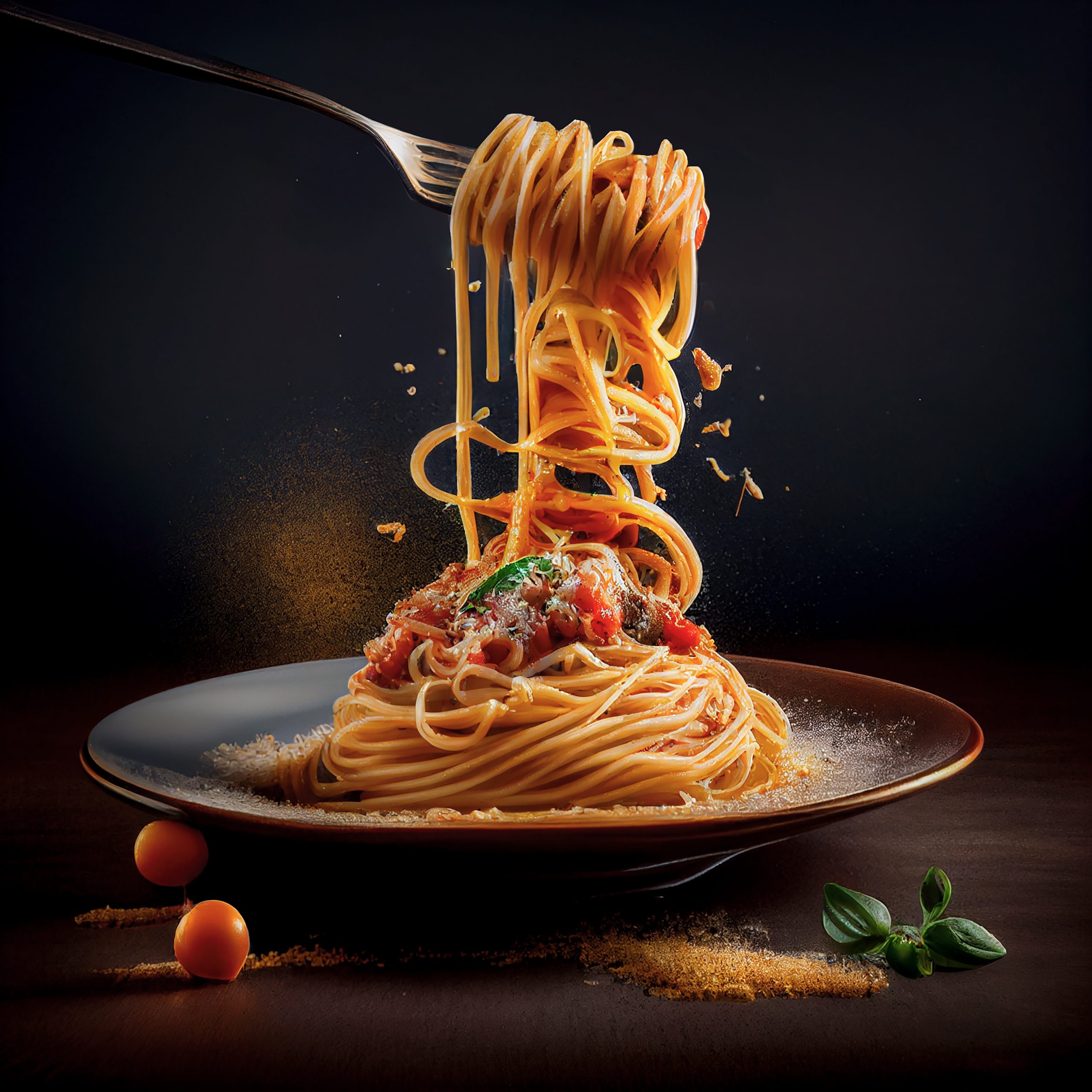 spaghetti pasta with a fork